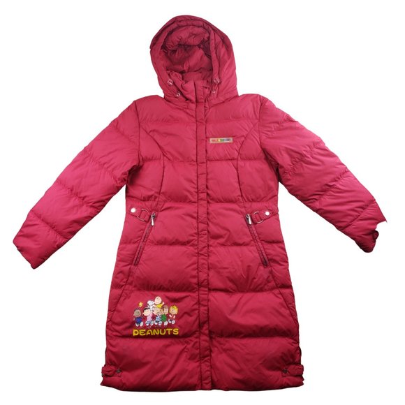 Vintage Snoopy Peanuts Gang Red Puffer Jacket Juniors L Womens S - Picture 2 of 10